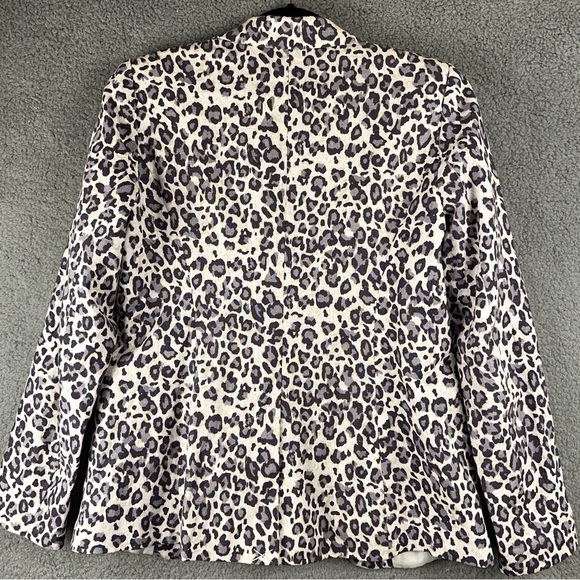 Rachel Zoe Womens Medium Linen Blend Leopard Animal Print Boho Open Front Blazer - Picture 6 of 9